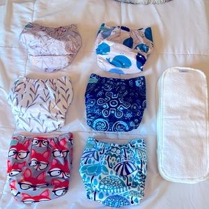 6 NEW Alva Baby pocket diapers + 12 (twelve) microfiber inserts